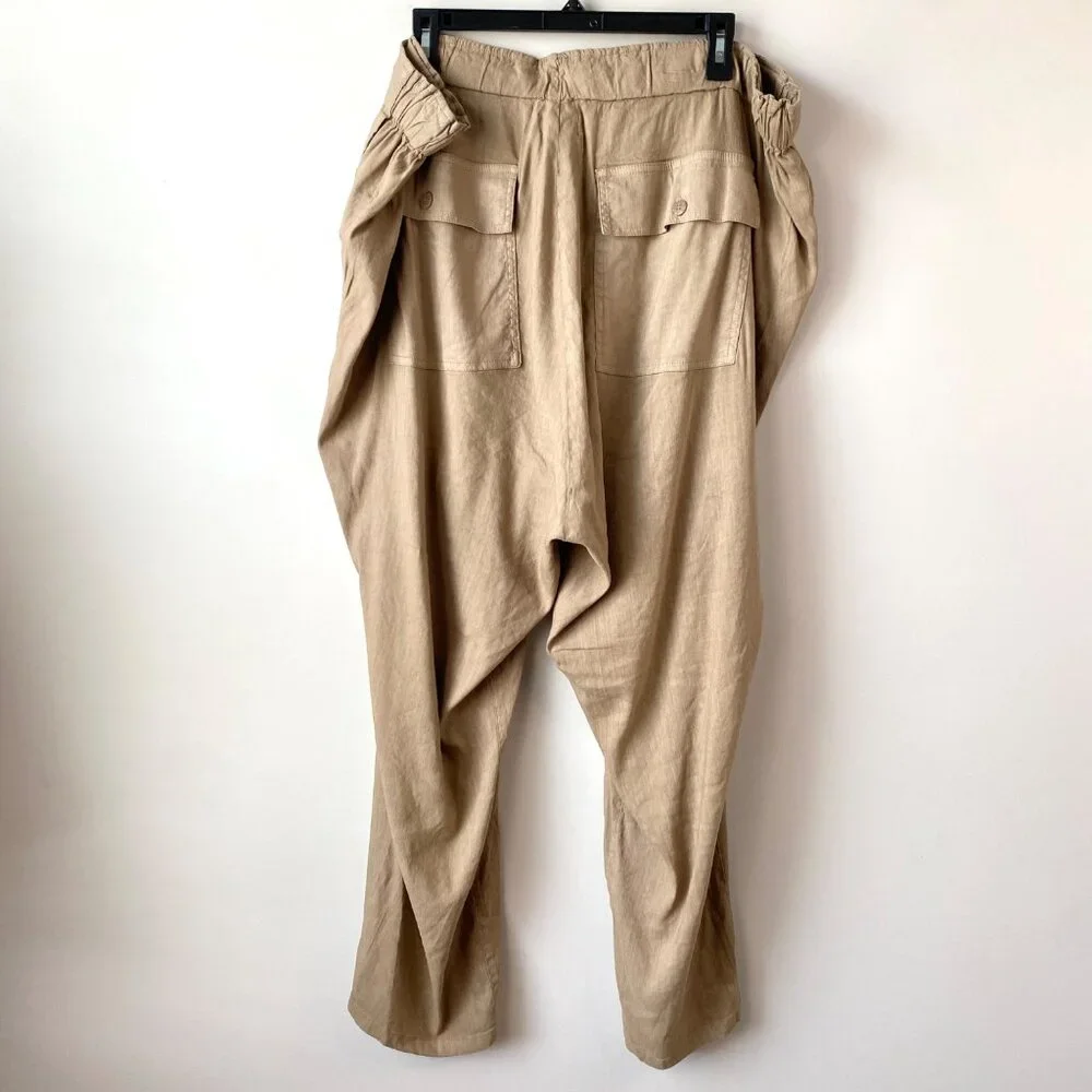 Kut From The Kloth Rosalie Linen Blend Drawstring Ankle Pants Size‎ 2X Khaki - Picture 4 of 7